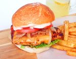 Chicken burger with chips