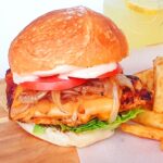 Chicken burger with chips